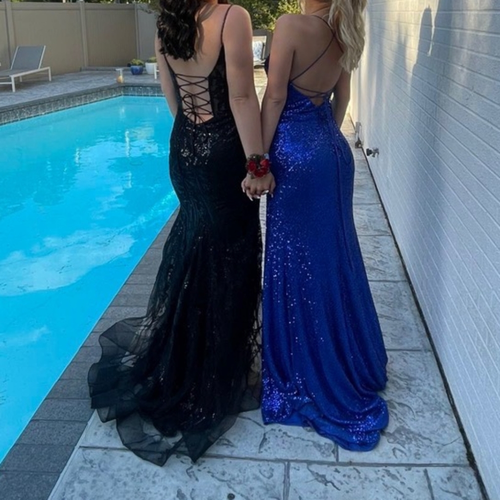 Elegant black evening gown style 54275